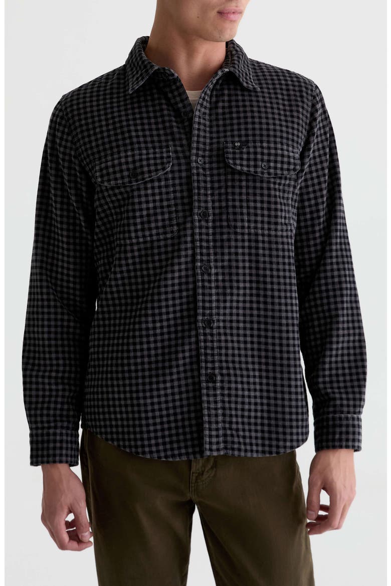 Miller CPO Check Cotton Corduroy Button-Up Shirt, Main, color, EVENING SMOKE/BLACK CHECK