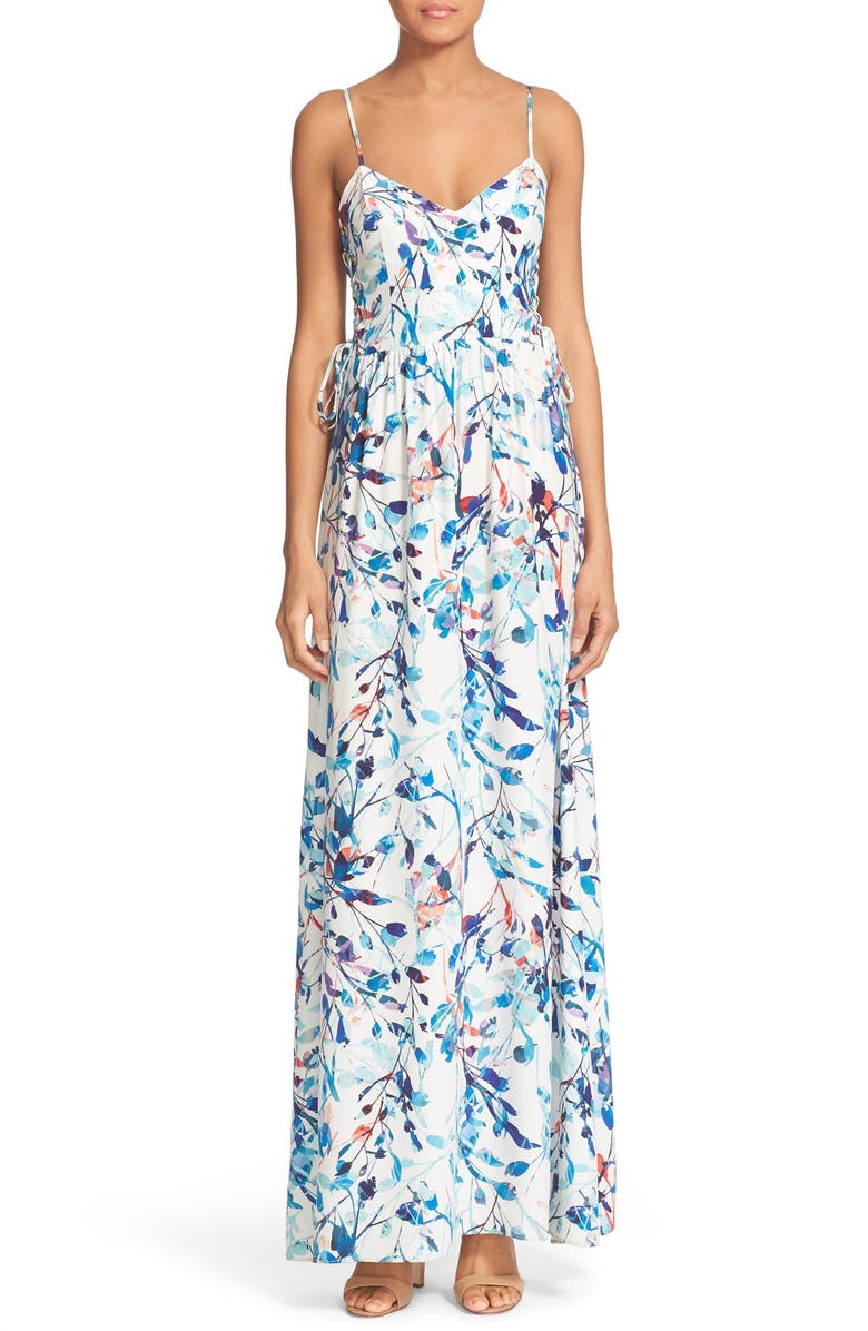 Parker 'Virginia' Lace-Up Silk Maxi Dress, Main, color,