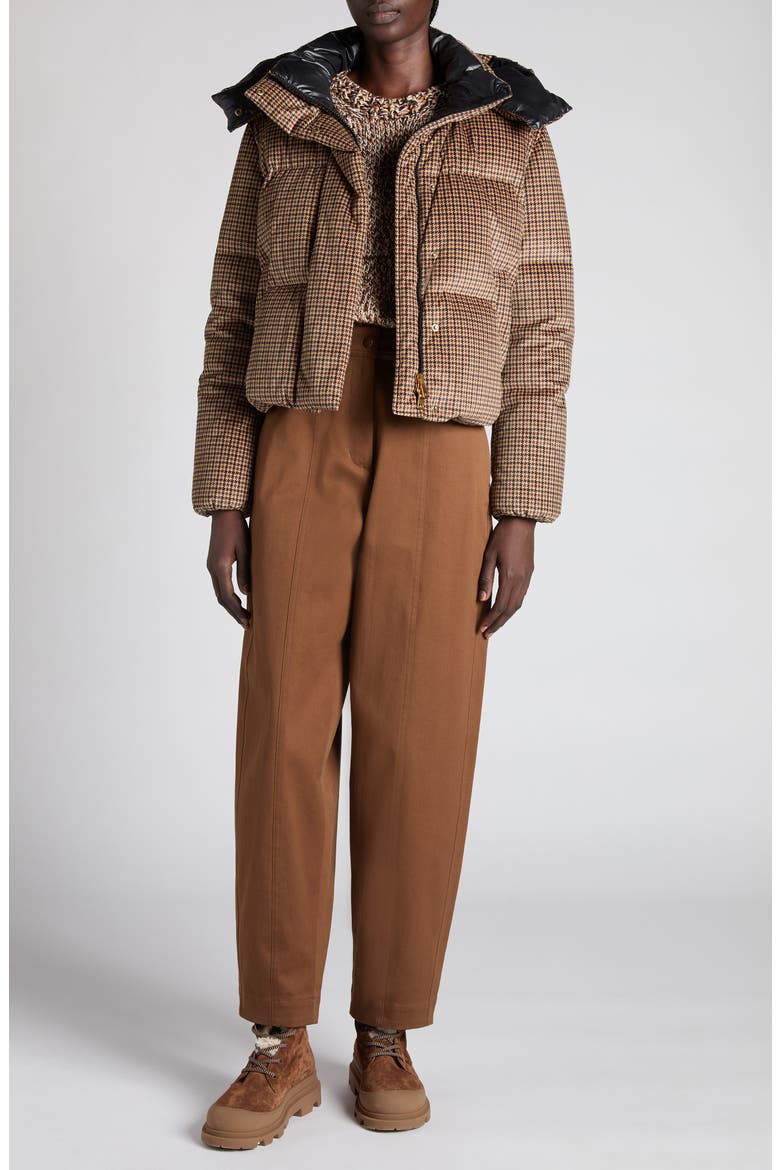 Quierzy Houndstooth Print Down Jacket, Alternate, color, BROWN CHECK