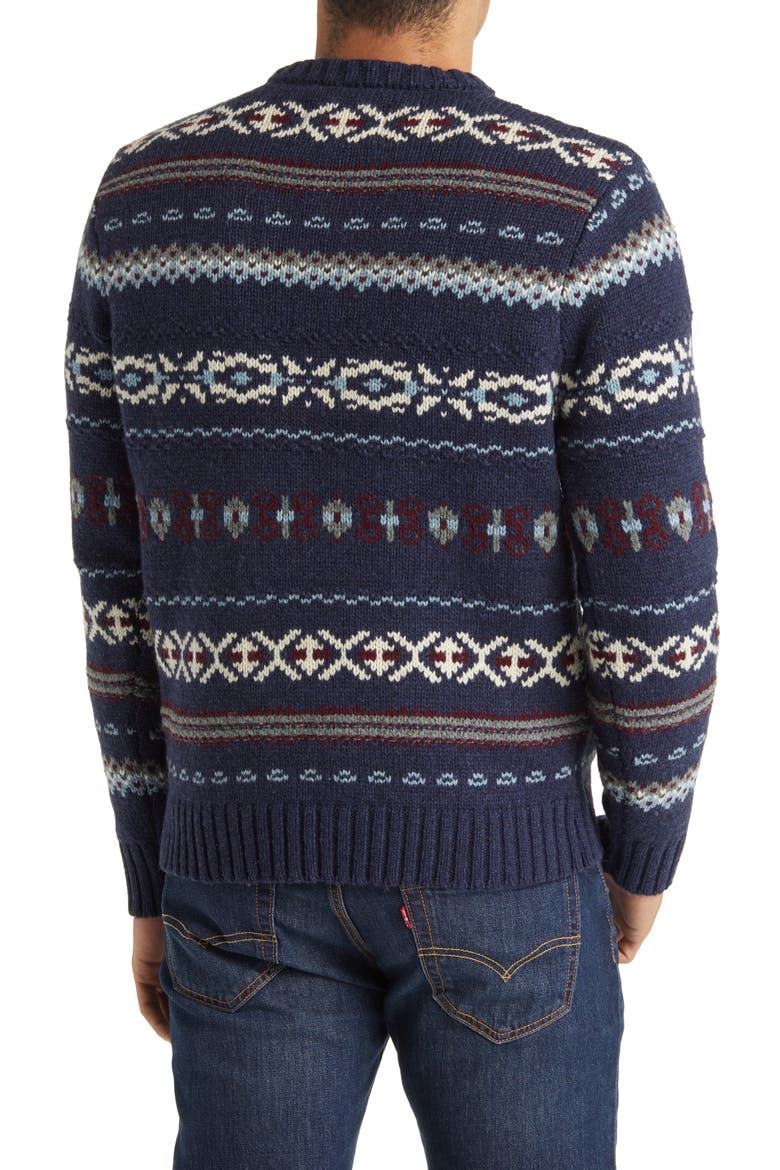 Fair Isle Crewneck Wool Blend Sweater, Alternate, color, NAVY
