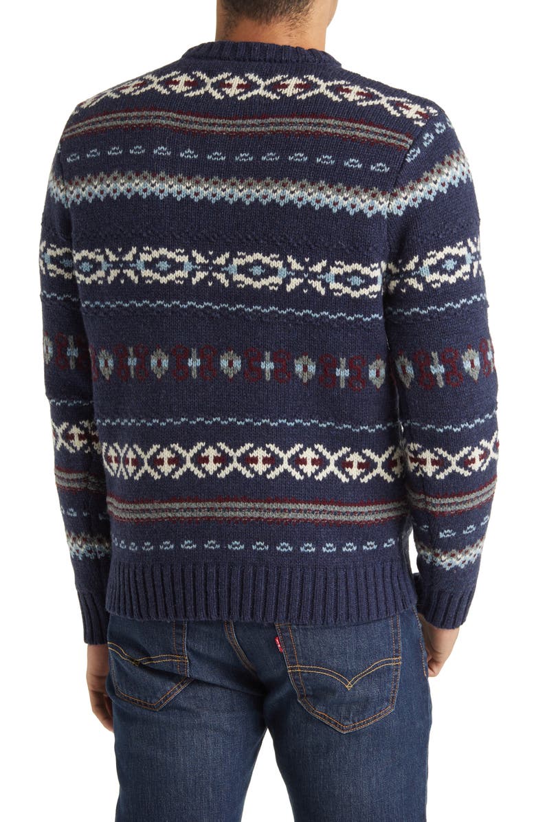Schott NYC Fair Isle Crewneck Wool Blend Sweater, Alternate, color, 