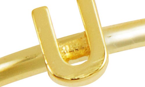 Savvy Cie Jewels 18k Yellow Gold Plated Initial Ring In Gold U