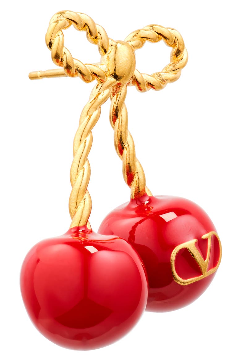 Chez Valentino Cherryfic Drop Earrings, Alternate, color, ANTIQUE BRASS/ ROSSO