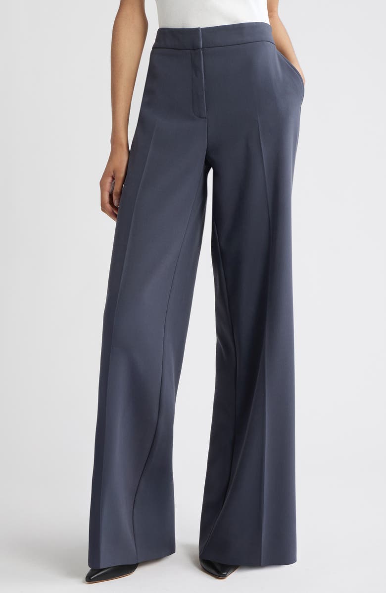 Nordstrom The Lennox Wide Leg Trousers, Main, color, Grey Ebony