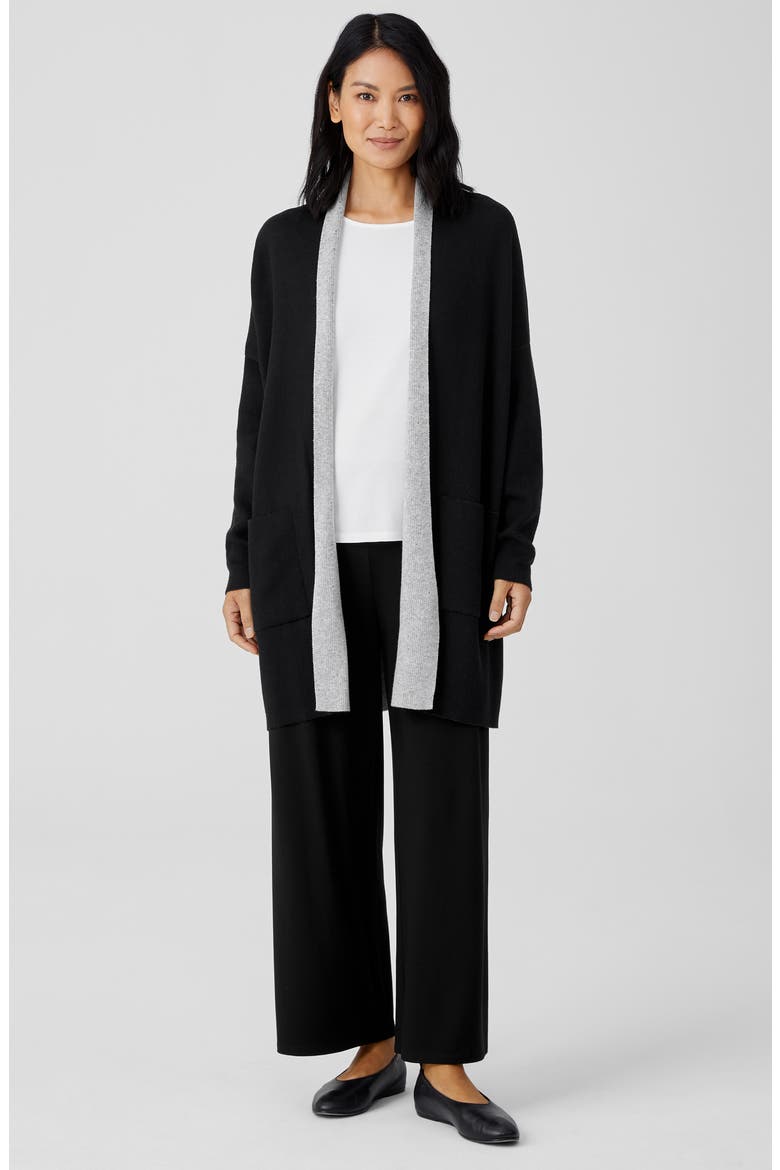 Organic Cotton Blend Long Cardigan, Alternate, color, BLACK