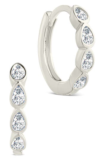 Sterling Forever Irvette Cubic Zirconia Hoop Earrings In Metallic