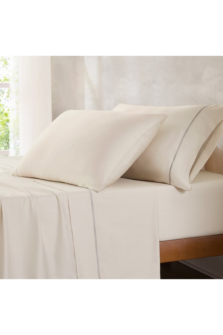 Linear Cotton Sheet Set, Alternate, color, Cream