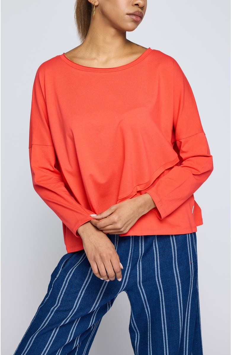 LUUKAA Cerys Asymmetric Jersey Blouse, Main, color, Vermillion
