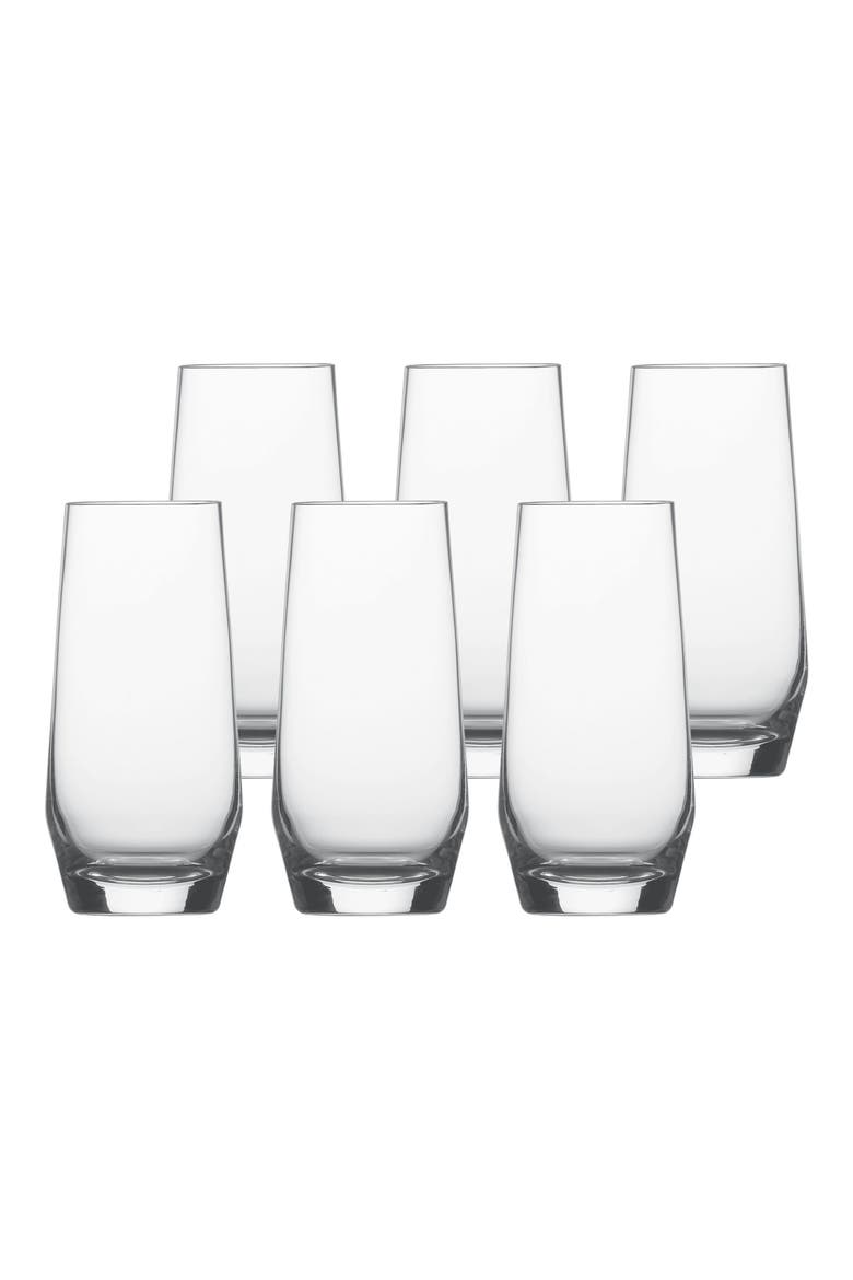Pure Set of 6 Long Drink Cocktail Glass, Alternate, color, CLEAR