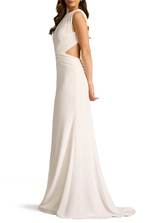 Tadashi Shoji Open Back Crepe Gown In Ivory