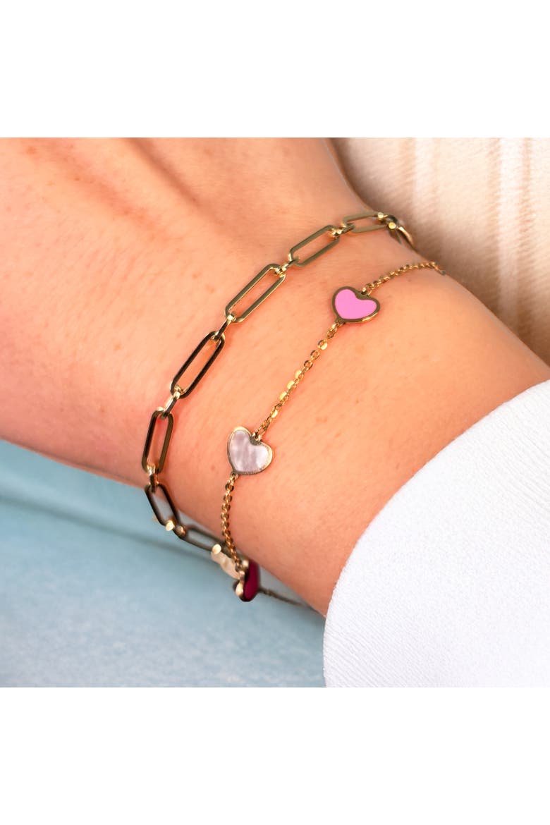 Pink Mixed Heart Station Bracelet, Alternate, color, Pink Mixed