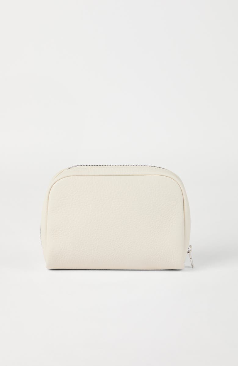 Brunello Cucinelli Calfskin beauty case, Alternate, color, Ivory