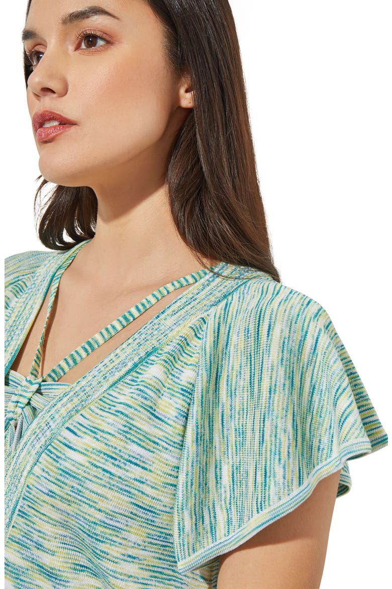 Space Dye Flutter Sleeve Cardigan, Alternate, color, WHITE/ BERMUDA/ LIME