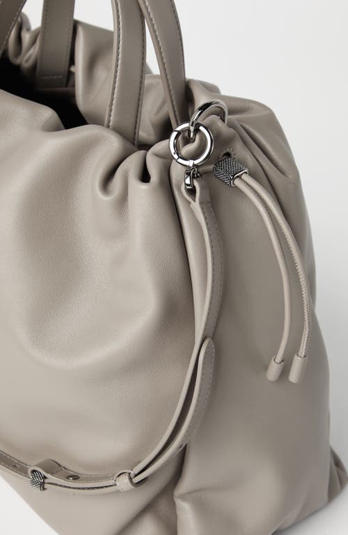 BRUNELLO CUCINELLI BRUNELLO CUCINELLI LARGE SOFT LEATHER MELLOW SHOPPER BAG 