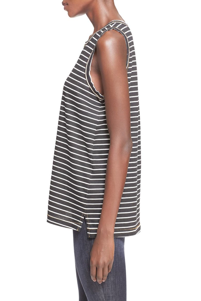 'The Muscle Tee' Sleeveless Top, Alternate, color, BLACK REVERSE OAKLAND STRIPE