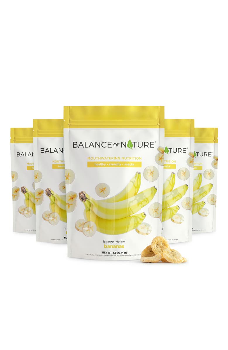 Balance of Nature Freeze Dried Banana Slices Real Fruit Snack Five Pack, Alternate, color, NO COLOR