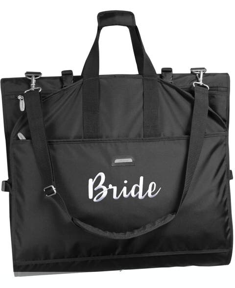 66" Premium Tri-Fold Carry On Destination Wedding Gown Travel Bag with multiple pockets and shoulder strap