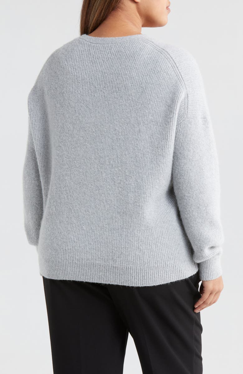 Nordstrom Sparkle V-Neck Sweater, Alternate, color, Grey Heather- Silver Lurex