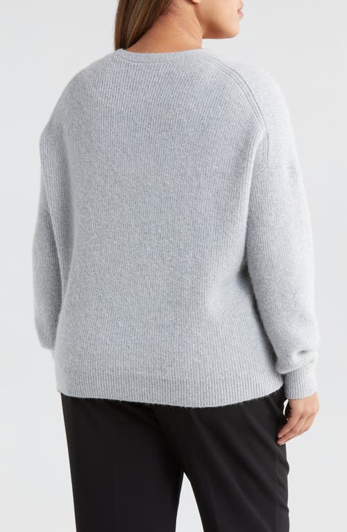Nordstrom Sparkle V-neck Sweater In Grey Heather- Silver Lurex