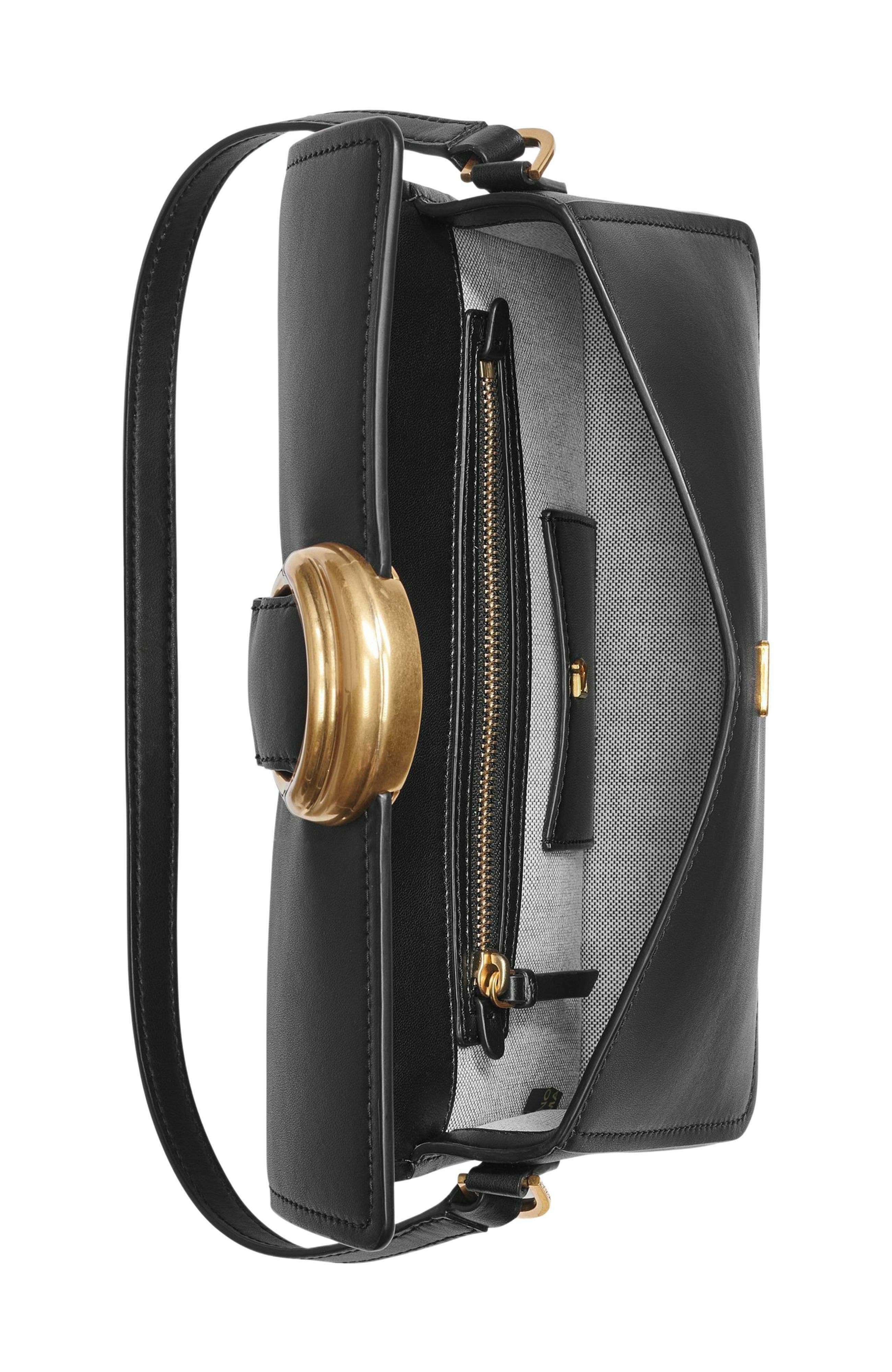 Donna Karan New York Valley Stream Convertible Shoulder, Alternate, color, Black/Gold
