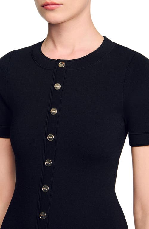 Sandro Mini Knit Dress With Ruffle