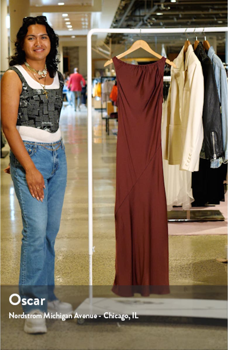 Women's Halter Neck Satin Midi Dress, sales video thumbnail