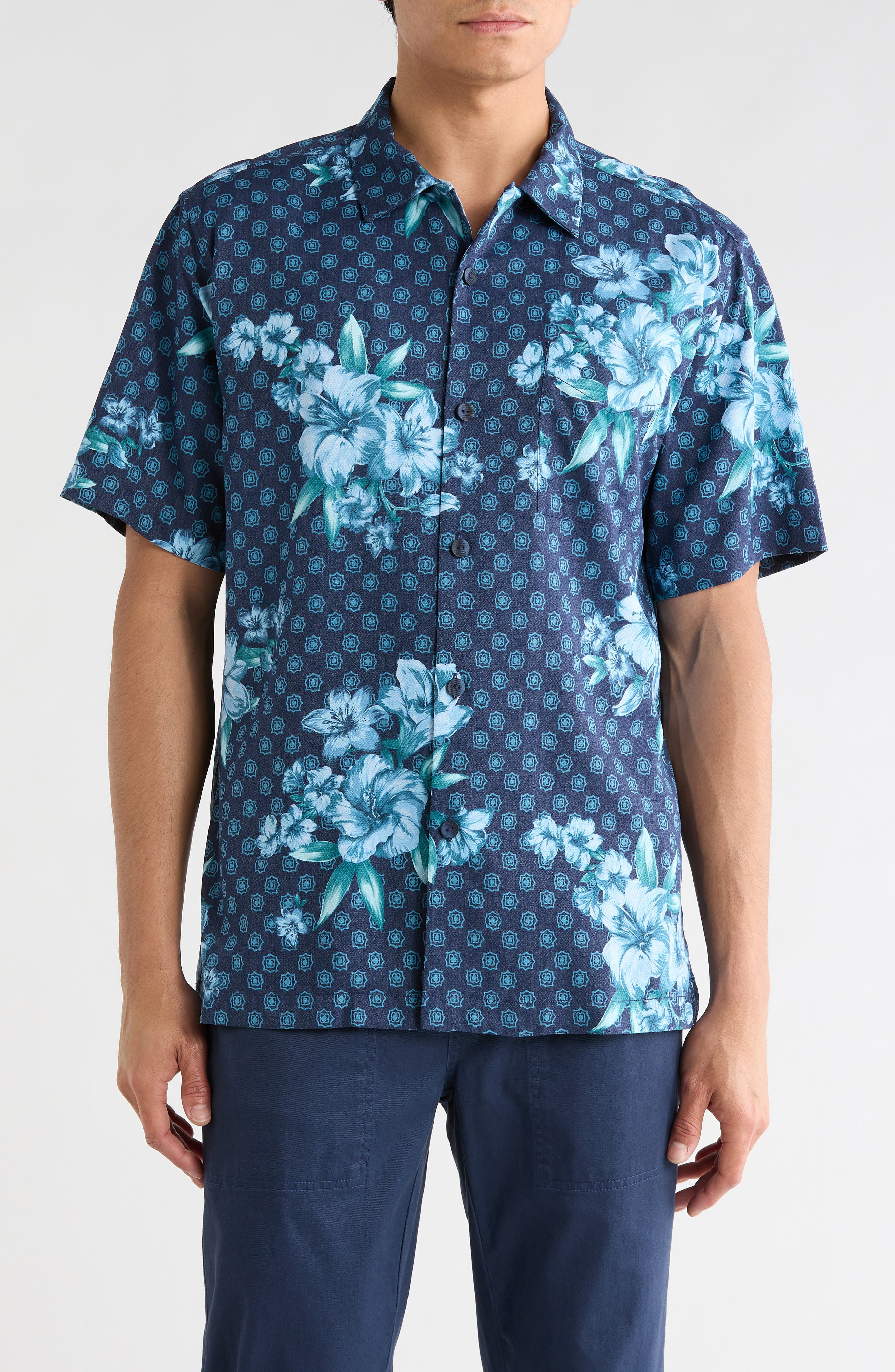 Tommy Bahama Medallion Blooms Short Sleeve Silk Button-Up Shirt