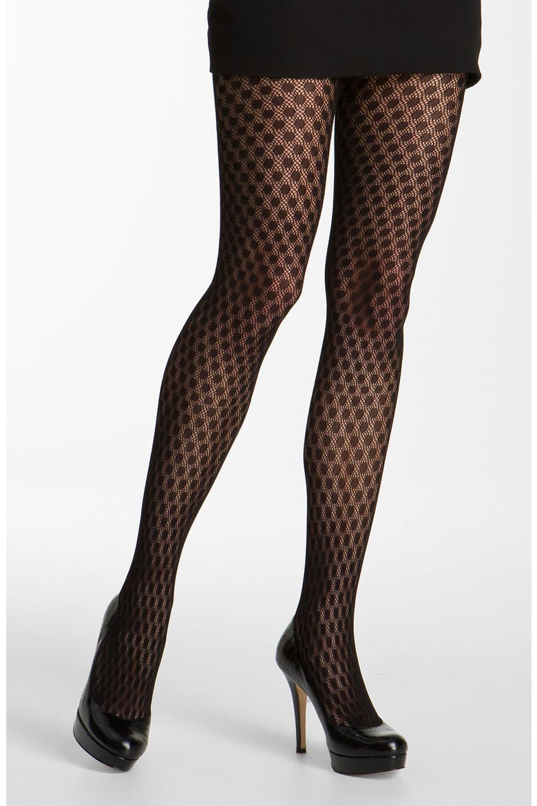 'Graphic Dot' Tights, Main, color, BLACK