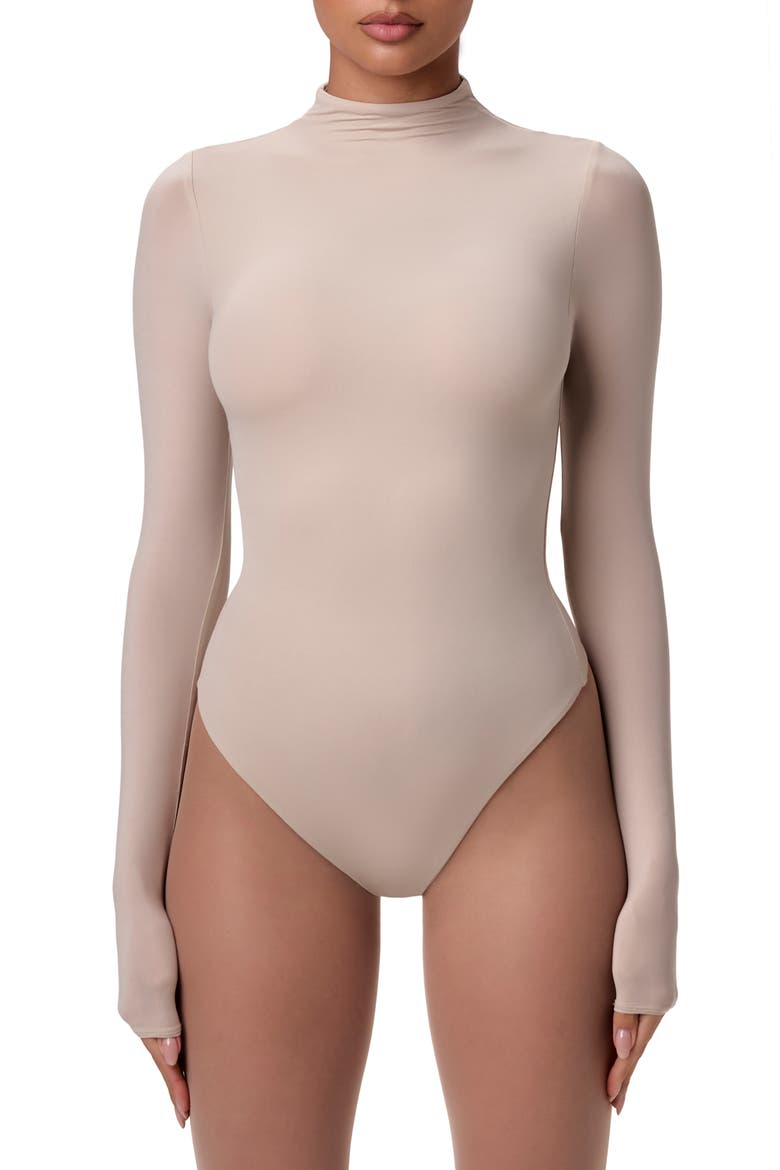 Naked Long Sleeve Bodysuit, Main, color, TAUPE