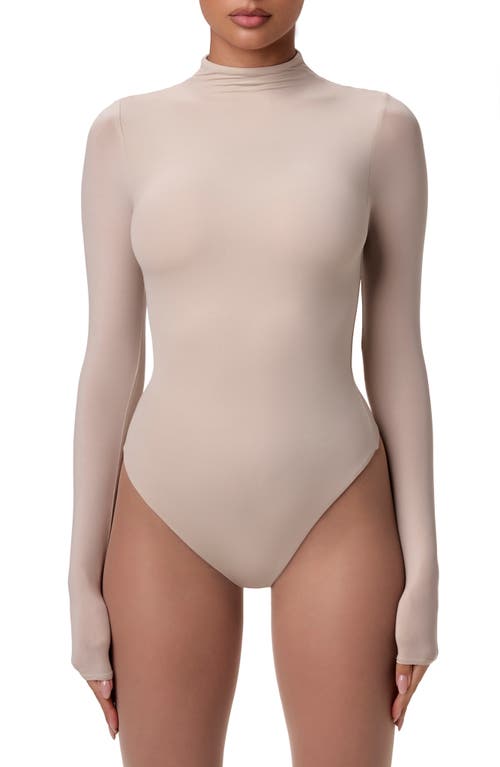 Naked Wardrobe Naked Long Sleeve Bodysuit In Neutral