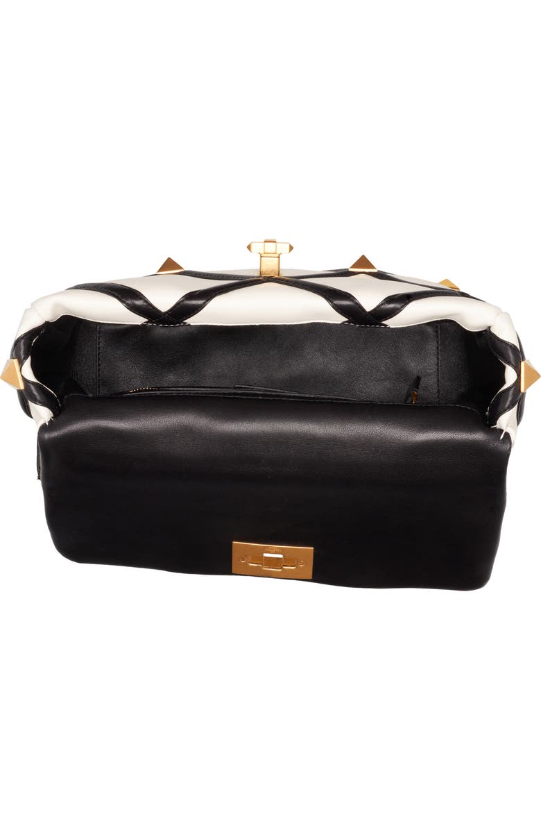 Valentino Garavani Large Roman Stud Inlay Leather Top Handle Bag, Alternate, color,