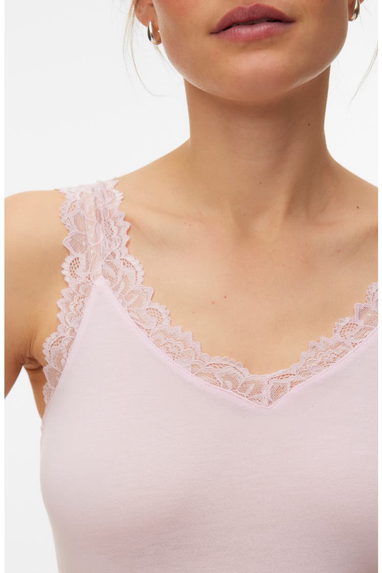 Rosa Lace Trim Tank, Alternate, color, ROSEATE SPOONBILL