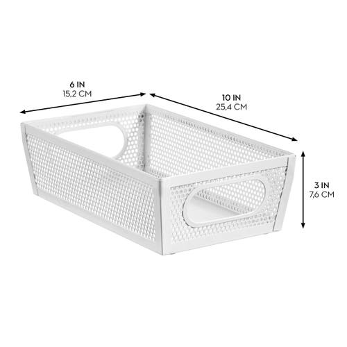 Mdesign Perforated Metal Storage Bin With Handles In White