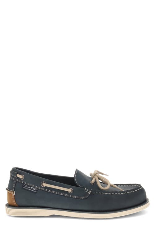 Dockers Mens Darnell Genuine Leather Dress Casual Slip On Boat Shoe In Navy