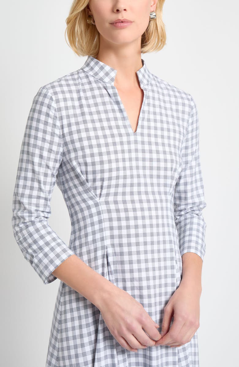 Misook Plaid Fit & Flare Cotton Midi Dress, Alternate, color, Black/White