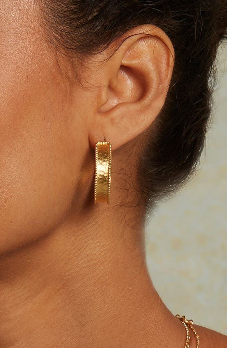 Satya Jewelry Bold Spirit Gold Hoop Earrings, Alternate, color, Gold