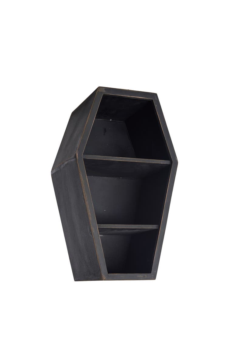 Transpac MDF Coffin Display Shelf Halloween Black Wall Decor Unique Gift, Main, color,