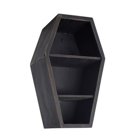 MDF Coffin Display Shelf Halloween Black Wall Decor Unique Gift