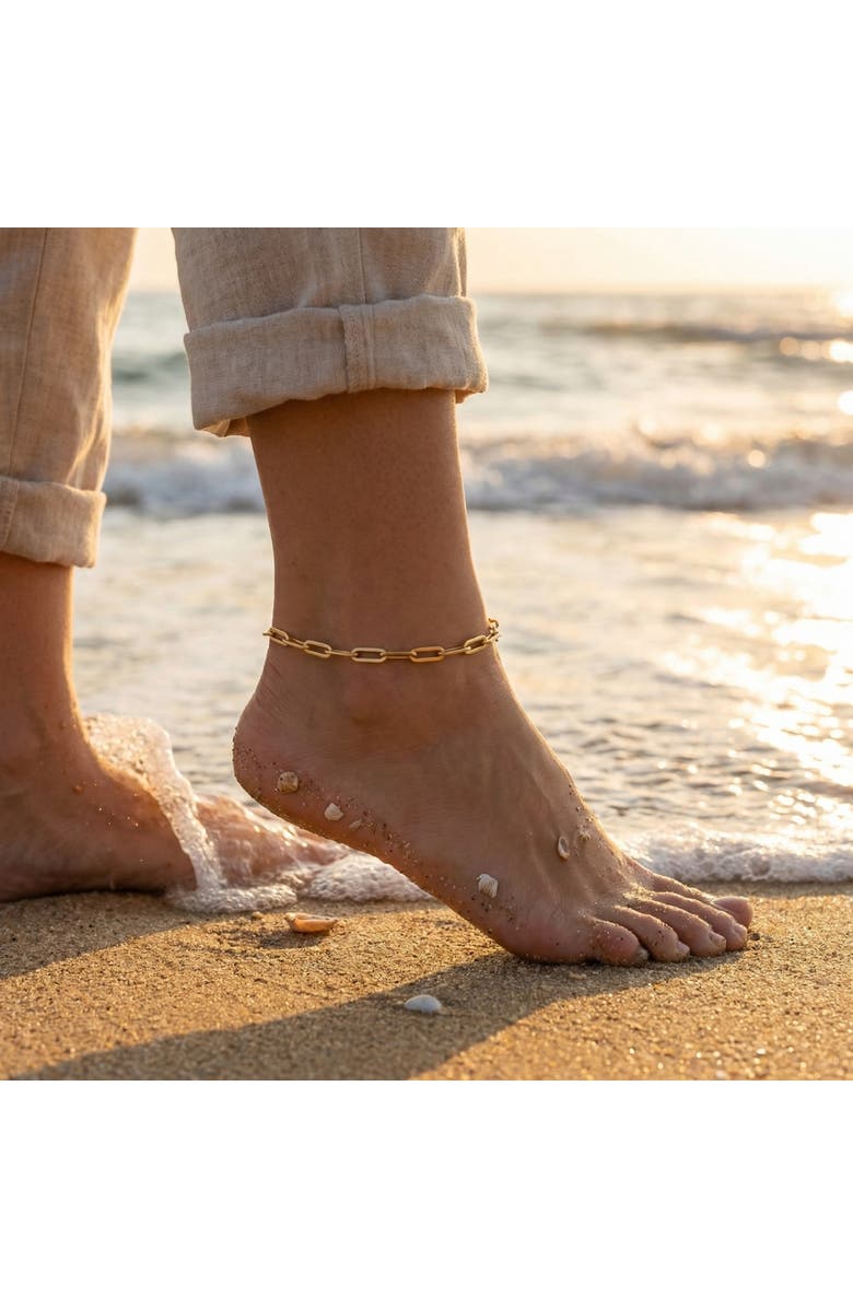 Bliss Diamond Yasmine 6mm Paperclip Anklet 18k Gold Plated 10" Length, Alternate, color, 18K Gold