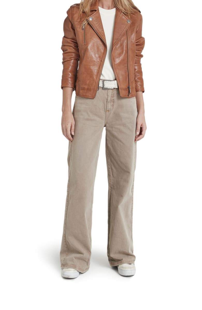 Velez Biker Nature Leather Jacket With Fitted Silhouette, Alternate, color, Honey