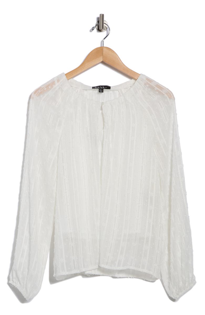 Nicole Miller Round Neck Raglan Sleeve Top, Alternate, color, Brilliant White