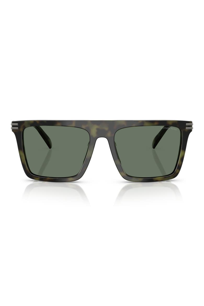 Edgewater 55mm Flat Top Square Sunglasses, Main, color, OLIVE TORTOISE / GREEN SOLID