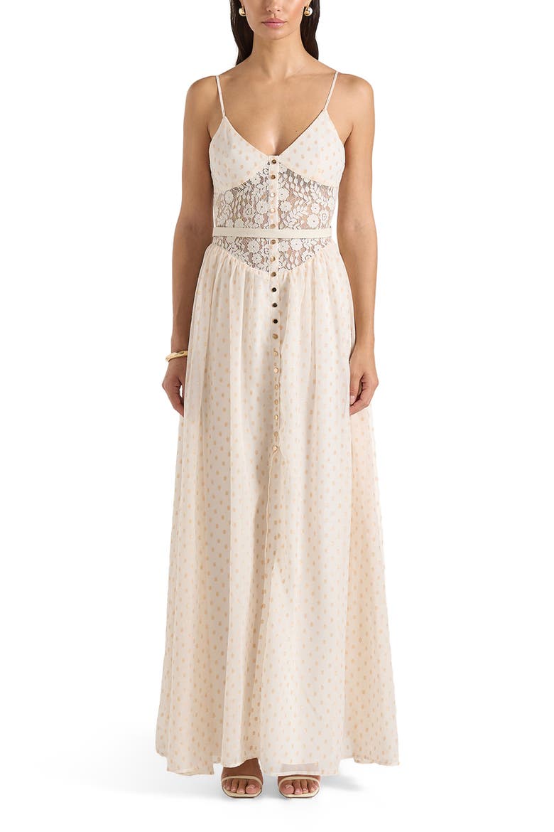 Rosie Lace Corset Maxi Dress, Alternate, color, Cream