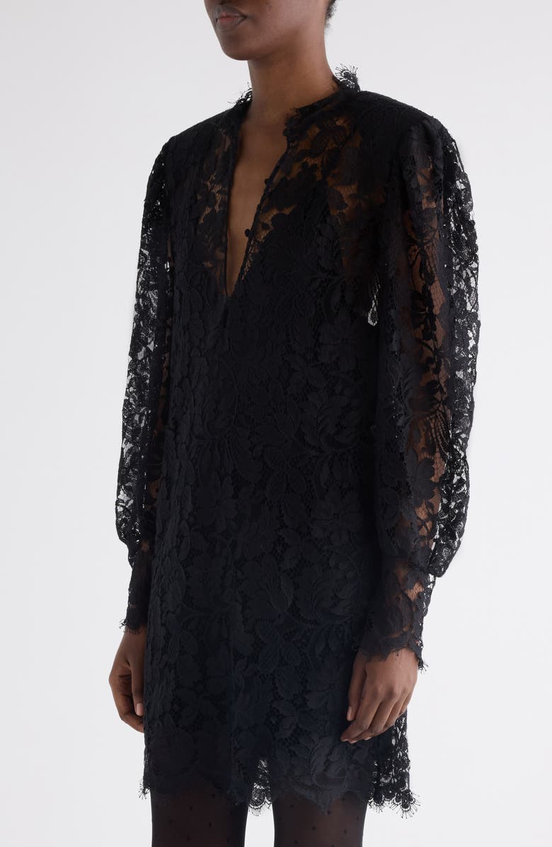 Chloé Long Sleeve Lace Minidress, Alternate, color, Black