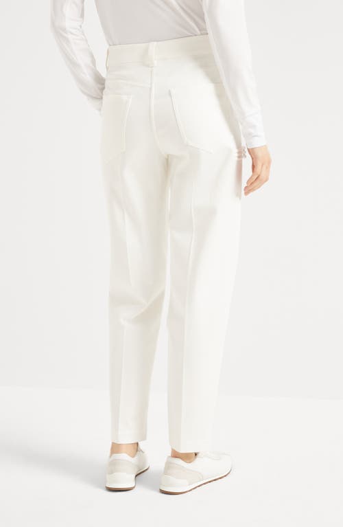 Brunello Cucinelli Stretch-cotton Cover Cigarette Trousers In White