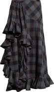 Collina Strada Florist Sky Plaid Asymmetric Skirt