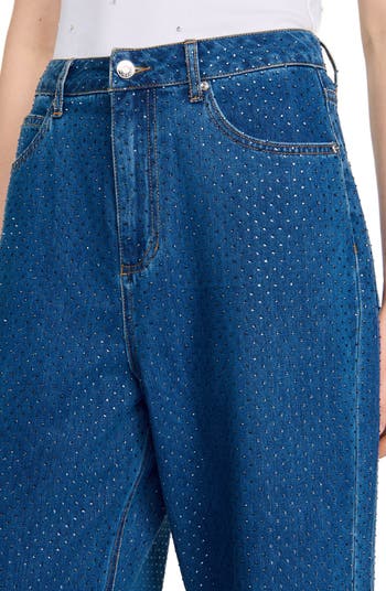 SANDRO Wide-leg rhinestone jeans | Nordstrom