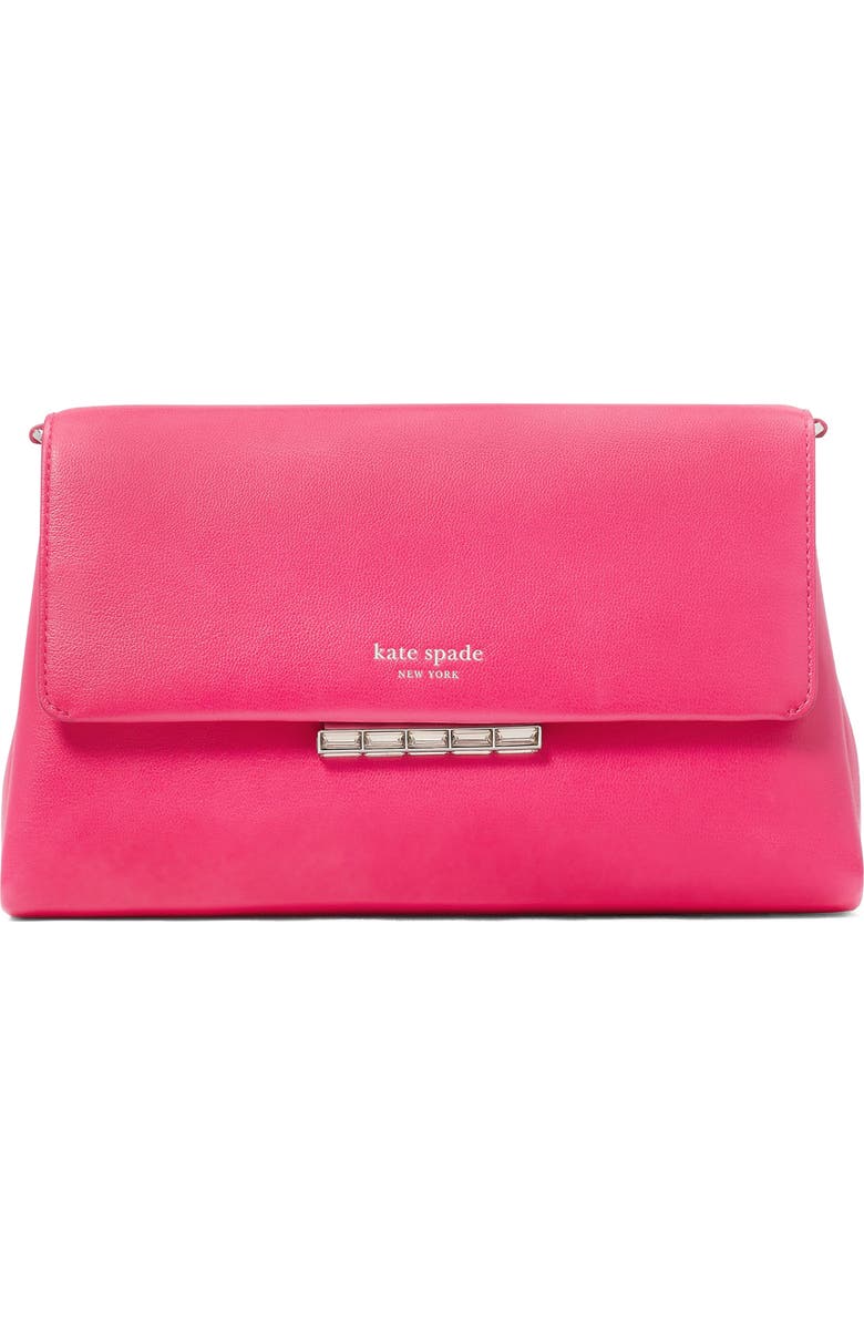Kate Spade New York grace embellished lock leather crossbody bag, Main, color, Rosehip
