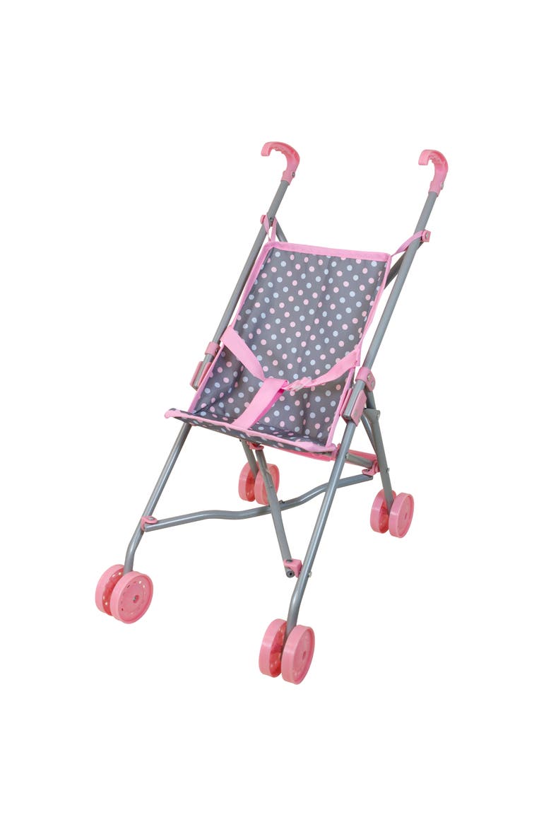 16 Inch Baby Doll Playset, Pink Blue Polka Dot, Umbrella Stroller, Handbag, Alternate, color, Multicolored
