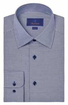 David Donahue Slim Fit Micropattern Cotton Dress Shirt